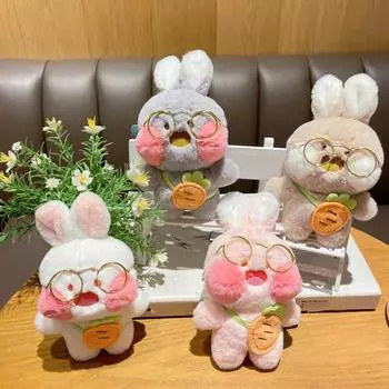 Плюшевый брелок с изображением кролика, милый плюшевый кролик, игрушка, автомобильный брелок для ключей, держатель для рюкзака «сделай сам», кулон, украшение