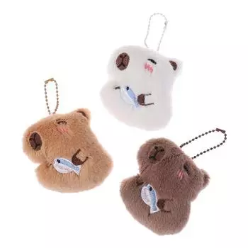 Плюшевый брелок с капибарой, милый кулон в виде сумки, креативный брелок с пушистыми животными, Kawaii, мягкая кукла, брелки, подарок на день рождения белый