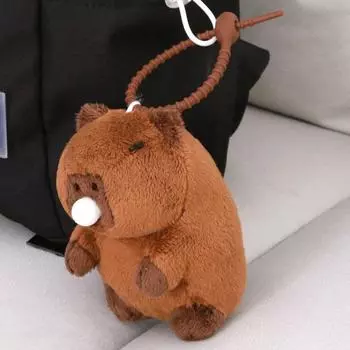 Плюшевый брелок с подвеской в виде капибары, имитация капибары, Kawaii, пушистая игрушка, мягкая кукла, рюкзак, брелок, подарок на день рождения