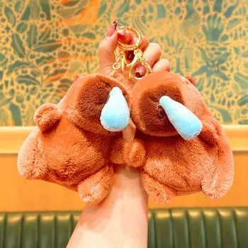 Плюшевый брелок с животными, брелок с изображением капибары, игрушка, милый брелок, мультяшный кошелек, сумка, подвесная подвеска, рюкзак, украшения для подарков коричневый