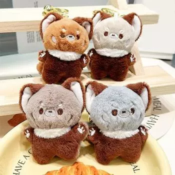 Плюшевый брелок в виде красной панды с колокольчиком, чучело, кукла, брелок для ключей, сделай сам, подвеска для сумочки, украшение для рюкзака, подарок на день рождения для детей и взрослых хаки