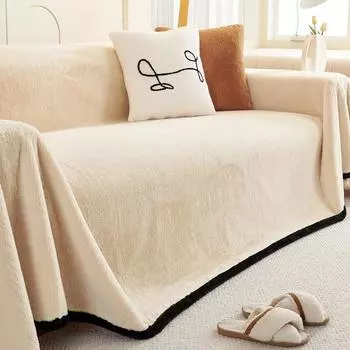 Плюшевый цельный чехол для дивана, универсальное универсальное одеяло с полным покрытием, крем против царапин, ветровой зимний чехол для дивана 180*130