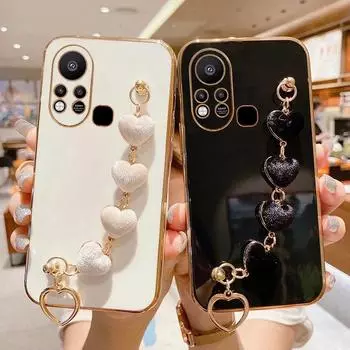 Плюшевый чехол-браслет Love Heart для infinix Note 30 30i 30Pro 30 Hot 30 30i 20 20i 11 12 12i 20Play, силиконовый чехол с цепным покрытием Infinix Note30Pro 4G зелёный