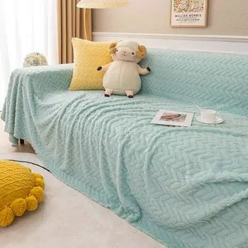 Плюшевый чехол для дивана Cat Petting-Sense, полотенце, полное покрытие, чехол на спинку, ткань, простой современный утепленный чехол для дивана на три человека, осень и зима 180*130