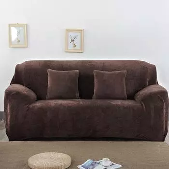 Плюшевый чехол для дивана Fabirc, мягкая кожа, эластичный чехол для дивана, чехол для дивана, защита для мебели, чехол для дивана для гостиной S Size (90-140cm) чёрный