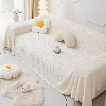 Плюшевый чехол для дивана Four Seasons, универсальный простой современный кремовый чехол для дивана, тканевый грязеотталкивающий чехол 175*130cm