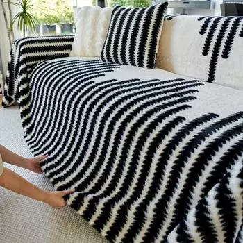 Плюшевый чехол для дивана из искусственного меха кролика, зимнее пушистое теплое полотенце для дивана, универсальный нескользящий коврик для дивана, чехол для дивана, подушка для дивана 180x130