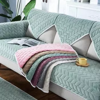 Плюшевый чехол для дивана, мягкая эластичная подушка для дивана, толстая теплая спинка дивана, подлокотник, полотенце, универсальный защитный чехол для мебели 43x43cm розовый