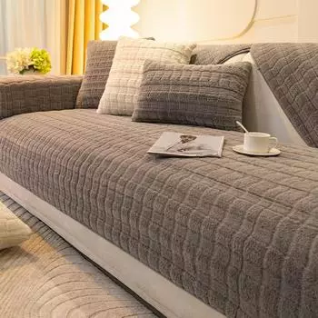 Плюшевый чехол для дивана с имитацией кролика для гостиной, Нескользящий двухместный диван, кресло, чехол, защита для мебели, дропшиппинг 70x70cm 1pc