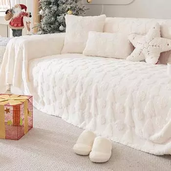 Плюшевый чехол для дивана с кроликом, полотенце, не царапающий зимний утепленный флисовый чехол для дивана, универсальный чехол для подушки с полным покрытием 180*130cm