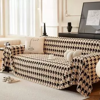 Плюшевый чехол для дивана с сеткой «Тысяча птиц», тканевое полотенце, цельный чехол для дивана, одеяло для дивана 180x130cm коричневый