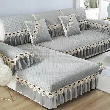 Плюшевый чехол для дивана, современный нескользящий чехол в европейском стиле, чехол для дивана для гостиной, кружевной декор, L-образная подушка для дивана 40x70 Hand towel