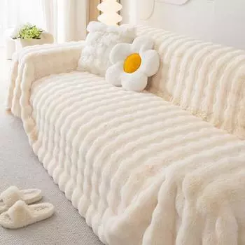 Плюшевый чехол для дивана, тканевый чехол для дивана, простой стиль, диванное полотенце, зимний чехол для дивана с защитой от царапин, пылезащитная подушка для дивана 180*130