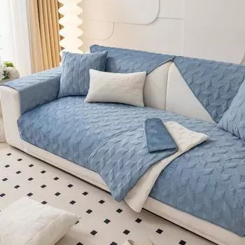 Плюшевый чехол для дивана, универсальный бархатный вышитый диван для гостиной, подушка для дивана, подлокотник, спинка, полотенце, противоскользящий пылезащитный чехол для дивана 30x50 Pillowcase1pc серый