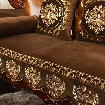 Плюшевый чехол для дивана в европейском стиле, полотенце для кресла, универсальный нескользящий чехол для дивана класса люкс, защитный чехол для мебели Armrest 50X60cm коричневый