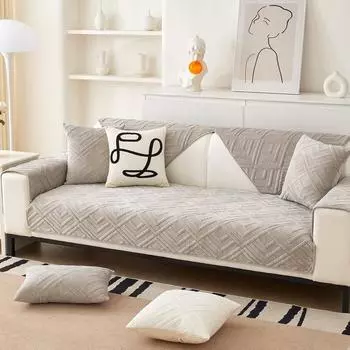 Плюшевый чехол для дивана в скандинавском стиле, однотонный чехол для дивана для гостиной, подушка для дивана, нескользящий коврик для дивана, L-образный защитный чехол для дивана 70x70cm 1pcs