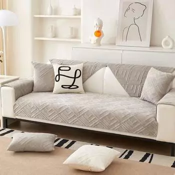 Плюшевый чехол для дивана в скандинавском стиле, однотонный чехол для дивана для гостиной, подушка для дивана, нескользящий коврик для дивана, L-образный защитный чехол для дивана 70x70cm 1pcs