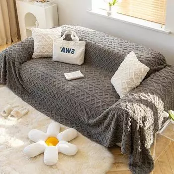 Плюшевый чехол для дивана, встроенная спинка, удобный хлопок, утолщенная современная простая подушка для сиденья, универсальное одеяло, облачное сенсорное одеяло 180x130cm1pcs
