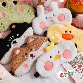 Плюшевый чехол для глаз в мультяшном стиле, эластичный ледяной охлаждающий ремешок для облегчения боли в глазах, мягкий материал, блокирующий свет для сна, повязка на глаза H