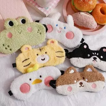 Плюшевый чехол для глаз в мультяшном стиле, эластичный ледяной охлаждающий ремешок для облегчения боли в глазах, мягкий материал, блокирующий свет для сна, повязка на глаза