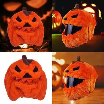 Плюшевый чехол для мотоциклетного шлема, удобный плюшевый чехол для шлема в виде тыквы, чехол на Хэллоуин для мотоциклистов