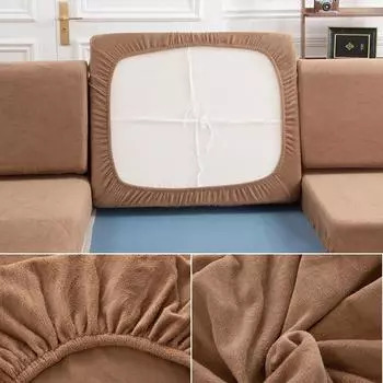 Плюшевый чехол для подушки на сиденье дивана, эластичные защитные чехлы для домашних животных, детский моющийся съемный чехол для диванной подушки для защиты мебели 1pc Normal size-1