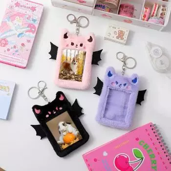 Плюшевый держатель для карт, практичный, мягкий на ощупь, яркий цвет, подвесной кулон для фотографий, подарок для девочек розовый