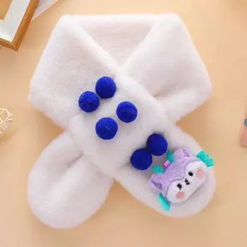 Плюшевый детский шарф зимний для девочек с драконом, утолщенный теплый шарф для мальчиков и девочек с рисунком из мультфильма, крест на шею