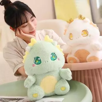 Плюшевый дракон, Новый год, мультяшный знак Зодиака 2024, кукла-талисман, плюшевые драконы, трехмерная подушка с мягкими животными для дома зелёный