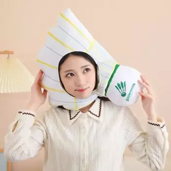 Плюшевый капюшон, головной убор для бадминтона для мальчиков и девочек, мультяшный спортивный дышащий реквизит для фотосъемки, мягкий материал, удобная посадка, принадлежности для карнавальных ролевых игр и вечеринок белый