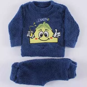 Плюшевый комплект из 2 предметов Welsoft для маленьких мальчиков, темно-синий, лимонный