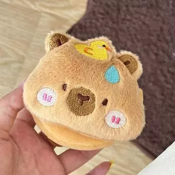 Плюшевый кошелек Capibara с подвеской, мультяшная сумка для хранения наушников Capybara, брелок, портативная сумка для помады, чехол для ключей