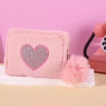 Плюшевый кошелек, держатель для кредитных карт, клатч, стильный маленький женский кошелек для свиданий чёрный