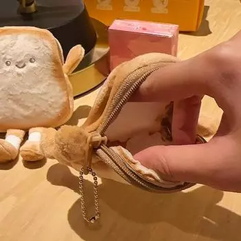 Плюшевый кошелек для тостов, хлеб, милая мини-монета, портативная плюшевая ключ-карта, сумка для хранения наушников, кошелек, подвеска, брелок для девочек, подарки, игрушки