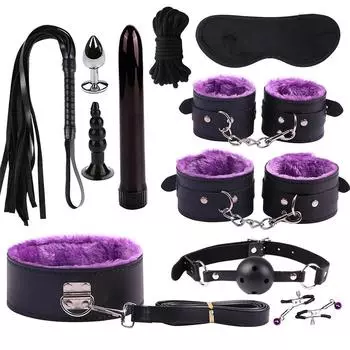 Плюшевый костюм, трусики, наручники, вибратор, набор игрушек, игровой комплект для пары SM