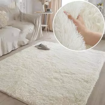 Плюшевый ковер, подходящий для гостиной, белые мягкие пушистые ковры для спальни, ванной комнаты, нескользящий утолщенный напольный коврик, украшение для комнаты подростка 40x60cm