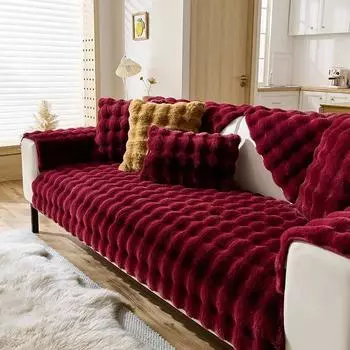 Плюшевый коврик для дивана с длинной шерстью Bubble Rabbit, зимняя утолщенная простая противоскользящая подушка для спинки дивана, полотенце, оптовая продажа, чехол для сиденья L 70x70 1cps