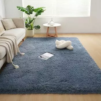 Плюшевый коврик для спальни, прямоугольный, милый, с длинными волосами, пушистый напольный коврик для гостиной, ворсовый ковер, мягкий, удобный коврик для ванной комнаты 50x80cm серый