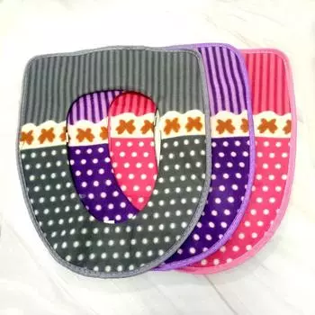 Плюшевый коврик для унитаза с липкими кнопками, утолщенный, универсальный, чехол для унитаза Four Seasons, чехол для унитаза, липкое сиденье для унитаза, подушка для сиденья унитаза Dot серебряный/серый