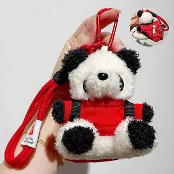 Плюшевый красочный брелок-рюкзак в виде панды, милый кулон-кукла, идеально подходит для подарков красный