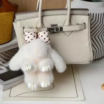 Плюшевый кролик брелок пушистый искусственный мех кролик кулон брелок мягкий брелок животное аксессуар для женщин кошелек рюкзак Декор C