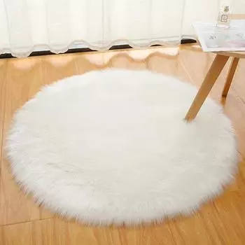 Плюшевый круглый ковер diameter50cm белый