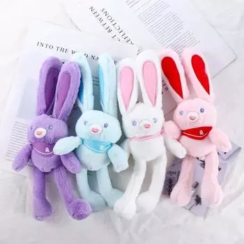 Плюшевый кулон, брелок в виде плюшевого кролика, тянущий кролик, плюшевая игрушка, брелок, мягкие игрушки для животных purple