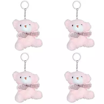Плюшевый медведь куклы брелок милый мультфильм женщины девушки сумка кулон подарки(розовый)