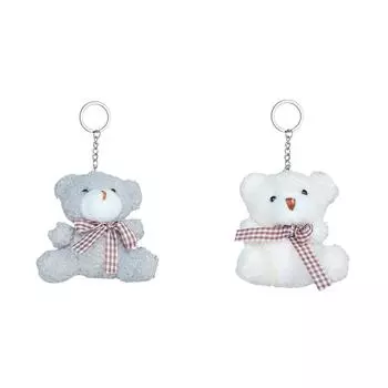 Плюшевый медведь куклы брелок милый мультфильм женщины девушки сумка кулон (Светло-серый)