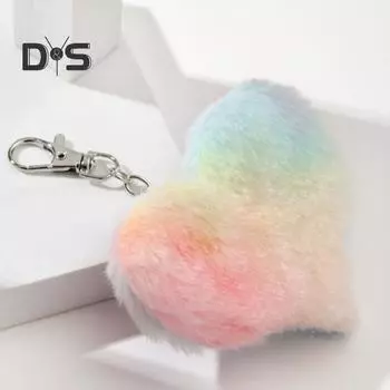 Плюшевый мини-брелок-подвеска в виде радуги в виде бабочки, звезды, сердца, кошки, брелок для ключей, сумка, автомобильный аксессуар A