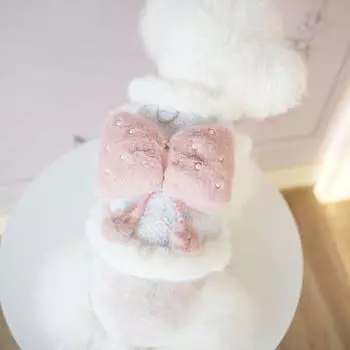 Плюшевый мишка для собак, комплект с разноцветным бантом, хлопковое пальто, теплое пальто на осень и зиму, одежда для кошек, одежда для собак, куртка для маленьких собак для щенков XS