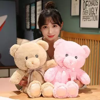 Плюшевый мишка, милая мягкая игрушка, медведь с лентой, кукла для детей, подарок на день рождения, подарок на день святого Валентина 50cm