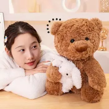 Плюшевый мишка с куклой-кроликом, мягкая игрушка для снятия стресса, поддержка поясницы, очаровательная подушка в виде плюшевого мишки, подарок для подруги, детей M
