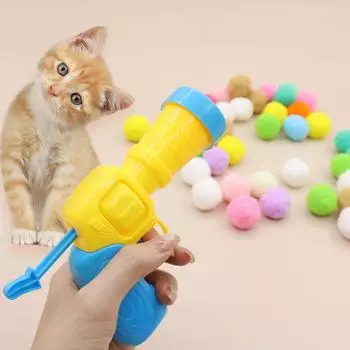 Плюшевый мяч для кошек, стреляющий пистолетом, бесшумная игрушка для кошек, плюшевый мяч, микроэластичный статический липкий плюшевый мяч, аксессуары для домашних животных